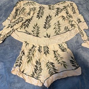 Two Piece Floral Short and Long Sleeve Shirt